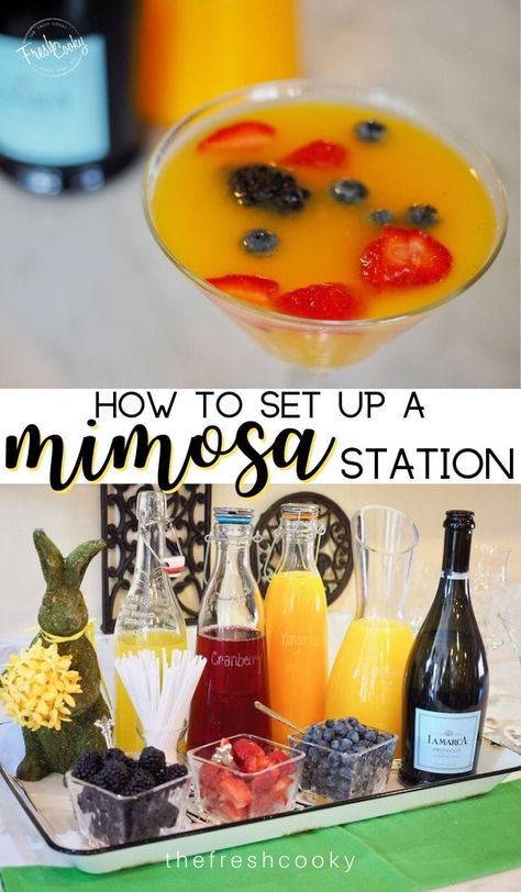 Diy Mimosa Bar Drink Stations, Faux Mimosa Bar, Mimosa And Breakfast Bar, Best Champagne For Mimosas Brunch, Mimosa Sangria, Brunch Hosting, How Much Champagne For Mimosa Bar, Brunch Setup Ideas, Mimosa Station