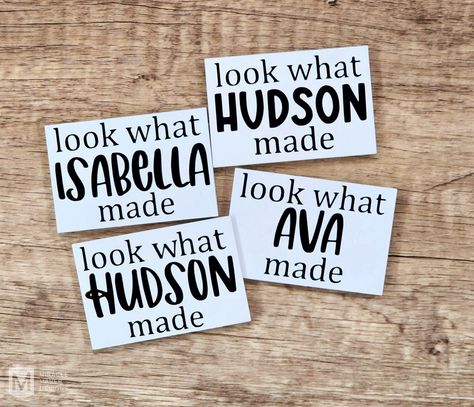 Look What I Made Magnet, Personalized Kid's Name Magnet, Artwork Display Magnet, Refrigerator Magnet, Wood Magnet, School Artwork Magnet by MiracleMakerDesigns on Etsy School Artwork, Clean Dirty Dishwasher Magnet, Different Font Styles, Dishwasher Magnet, Look What I Made, Personalized Stockings, Kitchen Dish Towel, Personalized Gift Tags, Block Style