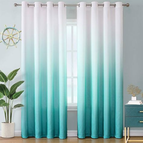 House Of Turquoise Bedroom, Tiffany Blue Bedroom Decor, Light Teal Curtains, Tiffany Blue Decor, Girls Bedroom Teal, Tiffany Blue Bedroom, Turquoise Curtains, Bedroom Teal, Teal Rooms