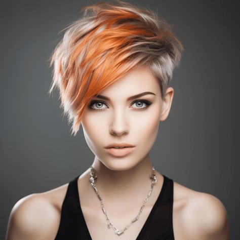 69 Lovely Copper Hair Color Ideas for 2023 Fall Hair Colors Short Hair Pixie, Pixie Hairstyles Color Ideas, Grey Hair With Copper Highlights, Funky Fall Hair Color, Short Pixie Hair Color Ideas, Pixie Copper Hair, Hair Color For Short Hair Pixie, Short Copper Hair Pixie Hairstyles, Pixie Color Ideas