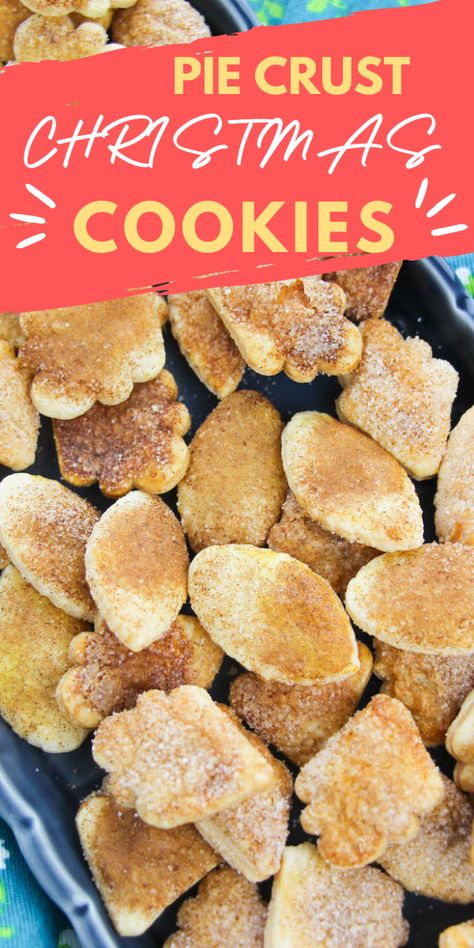 These super simple pie crust cookies are great for snacking, sharing, and even topping your favorite pie recipes. Pie Crust Desserts Treats, Cookies Using Pie Crust, Pie Crust Ideas Meals, Pie Crust Bites, Pie Crust Cutouts, Recipes With Store Bought Pie Crust, Pie Crust Desserts Easy, Pie Crust Cookies Recipes, Pillsbury Pie Crust Recipes Appetizers