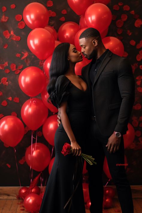 Black Couple Engagement Photos, Black Couple Engagement, Valentines Photography Couples, Engagement Studio Photo, Shooting Couple, Valentine Photo Shoot, Wedding Anniversary Photos, Couple Engagement Pictures, Anniversary Photoshoot