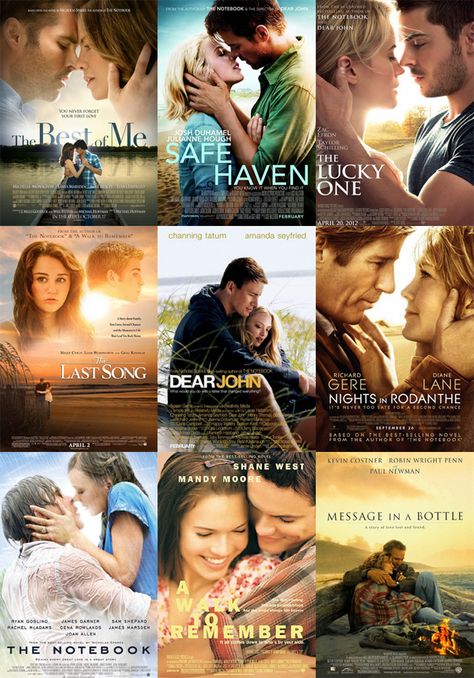 9 of the 11 Nicholas Sparks Movies,  not pictured - The Longest Ride and The Choice Netflix Movie List, Nicholas Sparks Movies, Nicholas Sparks Books, Movie Challenge, Longest Ride, Romance Movie, The Longest Ride, Movie To Watch List, Romantic Films