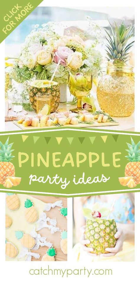 Pineapple Themed Birthday Party, Pineapple Party Theme, Planing Ideas, Pineapple Birthday Party, Tropical Centerpieces, Pineapple Theme, Summer Pineapple, Pineapple Lovers, Pineapple Birthday