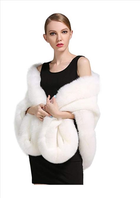 BEAUTELICATE Faux Fur Wrap Shawl Women’s Long Cape Bridal Shrug for Winter Wedding Evening PERFECT SIZE GIVE GREAT COVERAGE --- Length-67inches(170cm), Width-26inches(66cm). This fur cape perfect for UK 6-20,easy drape around shoulder. KEEP YOU WARM & COSY --- It is handmade of animal friendly soft and smooth faux fur,with high thickness and weight,keep you warm in any special occasions during fall and winter. Polyester Shawl-64-Ivory WELL MADE LOOKED LUXURIOUS --- This elegant fur wrap with ric Winter Wedding Shawl, Mens Cashmere Scarf, Faux Fur Shawl, Bridal Shrug, Faux Fur Wrap, Faux Fur Material, Faux Fur Scarves, Fur Wrap, Fur Shawl