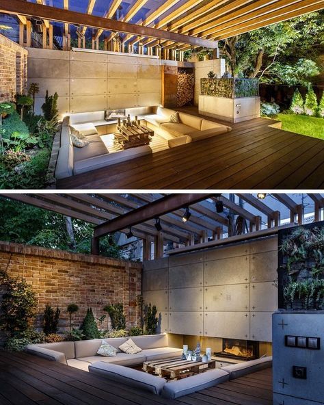 Loving this outdoor space! The sunken lounge!! The concrete and timber combo!!! #architecture #homedesign #lifestyle #style… Backyard Seating Ideas, Sunken Lounge, Patio Edging, Sunken Patio, Backyard Sanctuary, Outdoor Lounge Area, Backyard Fireplace, Backyard Seating, Outdoor Patio Space