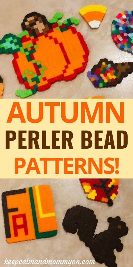 9 Autumn Perler Bead Patterns! - Keep Calm And Mommy On - Perler Bead Ideas - Fall Perler Beads - Perler Bead Pumpkin - Perler Bead Turkery - Perler Bead Patterns - Fall Activities For Kids - Fall Fine Motor Skills Perler Beads Fall Patterns, Fall Fuse Bead Patterns, Autumn Perler Bead Patterns, Holiday Perler Bead Patterns, Pumpkin Perler Bead Patterns, Thanksgiving Perler Bead Patterns, Fall Perler Beads, Fall Perler Bead Patterns, Peeler Bead Idea