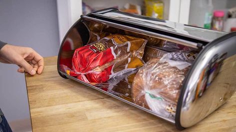 If you've ever encountered moldy bread a few days after buying it then you know all too well how important bread boxes are. But which one should you buy?... Storing Bread In Kitchen, Where To Store Bread In Kitchen, Bread Storage Ideas Countertop, Bread Storage Ideas, Moldy Bread, Bread Crust, Best Gluten Free Bread, Wooden Bread Box, Vintage Bread Boxes