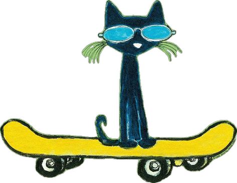 Pete The Cat Sticker, Pete The Cat On Skateboard, Pete The Cat Skateboard, Peat The Cat, Skateboard Painting Ideas, Lindsay Core, Pete The Cat Art, Cat Skateboard, Frankenstein Art