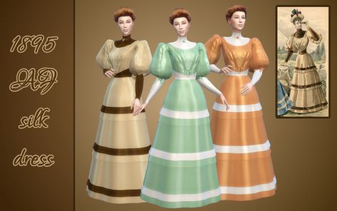 Model In Nature, 1890s Dress, Promenade Dress, Sims 4 Decades Challenge, Walking Dress, Sims Clothes, Sims 4 Dresses, Sims4 Clothes, Los Sims