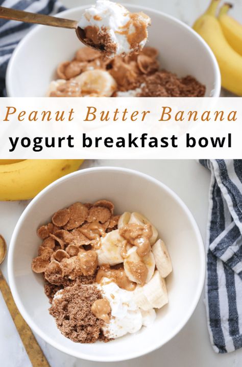 Healthy Yogurt Breakfast, Yogurt Breakfast Bowl, Greek Yogurt And Peanut Butter, Banana Yogurt, Peanut Butter Yogurt, Sliced Banana, Peanut Butter And Banana, Honey Yogurt, Yogurt Breakfast