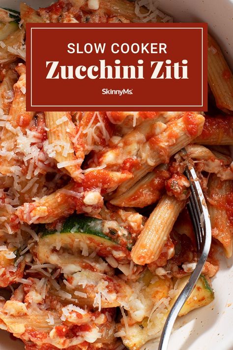 Slow Cooker Zucchini Ziti Zucchini Ziti, Crockpot Recipes Summer, Skinnyms Recipes, Slow Cooker Zucchini, Ww 2023, Quick Crockpot Meals, Veggie Pasta Recipes, Crockpot Foods, Summer Crockpot