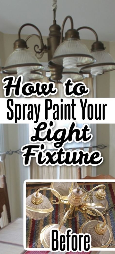 Spray Painted Chandelier, Spray Painting Light Fixtures, Spray Paint Lamps, Spray Paint Tips, Light Fixture Makeover, Painting Light Fixtures, Lighting Makeover, Painted Chandelier, How To Spray Paint