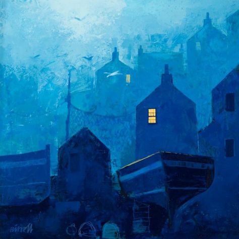 Environment Painting, Naive Illustration, Blue Palette, Past Papers, City Painting, Composition Photography, Night Art, Pretty Pictures, Landscape Art