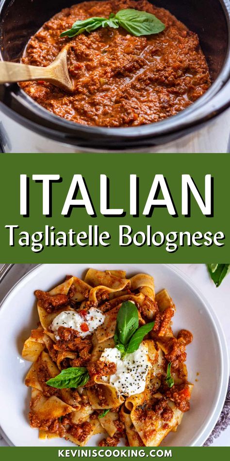 Italian Tagliatelle Bolognese is made with a homemade bolognese sauce featuring pancetta, pork sausages, ground beef, and vegetables. Serve it with al dente tagliatelle pasta and a sprinkle of your favorite cheese! I’ve transformed this classic Italian sauce recipe into a slow cooker version so that it can do all of the heavy lifting for you. Pair with pasta and you’ve got yourselves a delicious tagliatelle bolognese! Tagliatelle Pasta Recipes, Vegetable Tomato Sauce, Ground Beef And Vegetables, 2023 Meals, Slow Cooker Bolognese Sauce, Tagliatelle Bolognese, Tagliatelle Recipe, Homemade Bolognese Sauce, Slow Cooker Bolognese