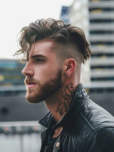 Asymmetrical Haircut Men, Stylish Men’s Haircuts, 2024 Men Outfit, Long Hair Faded Sides Men, Long Haircut Male, Main Character Hairstyle, Man Haircut Medium, Men Undercut Hairstyle, Haircut For Men Fade