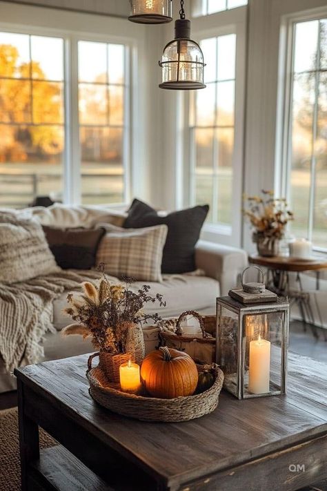 Pool Boyfriend, Homemade Lifestyle, Fall Tray Decor, Cozy Fall Living Room, Fall Coffee Table Decor, Winter Pool, Halloween Bedroom Decor, Fall Coffee Table, Lights Ideas