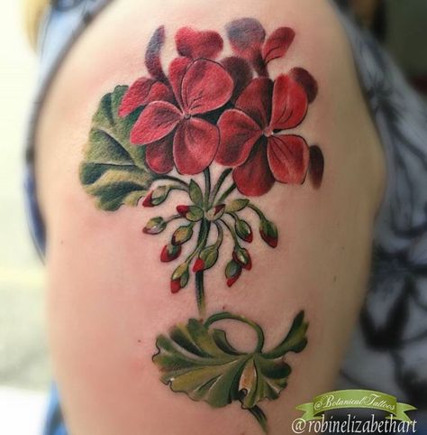 Watercolor Geraniums, Geranium Tattoo, Gladiolus Flower Tattoos, Flower Tattoo Meanings, Flower Tattoo Drawings, Beautiful Flower Tattoos, Geranium Flower, Flower Tattoo Sleeve, Detailed Tattoo