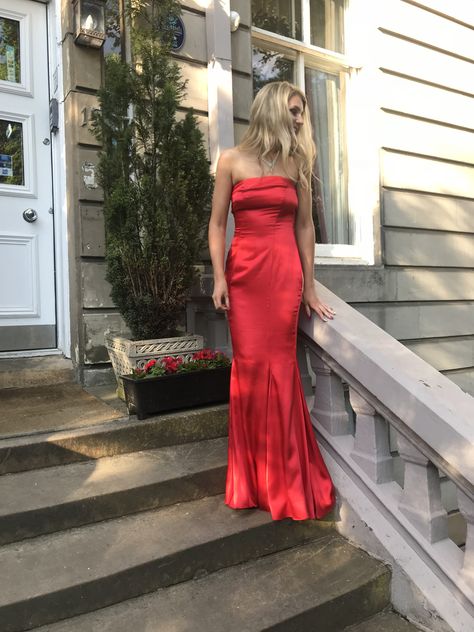 Strapless Red Prom Dress, Silk Homecoming Dress, Red Strapless Prom Dress, Red Silk Dress, Red Strapless Dress, Strapless Evening Dress, Strapless Prom Dress, Mermaid Prom Dress, Long Red Dress