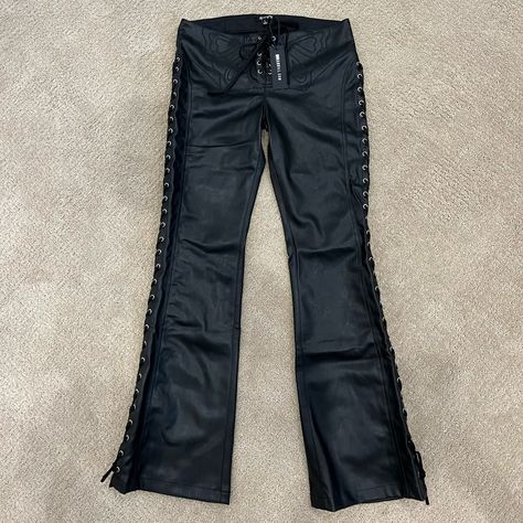 Brand New With Tag! Never Worn Low Rise Working Ties Down Both Legs And In Front Low Rise Leather Pants, Sheer Pants, Printed Flare Pants, Velvet Flares, Velour Pants, Altering Clothes, Stretchy Pants, Kick Flares, Bell Bottom Pants