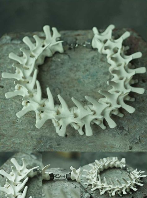 Vertebrae Necklace, Bone Choker, Bff Bracelet, Bone Bracelet, Skeleton Necklace, Bones Bracelet, Bone Crafts, Vulture Culture, Bone Art