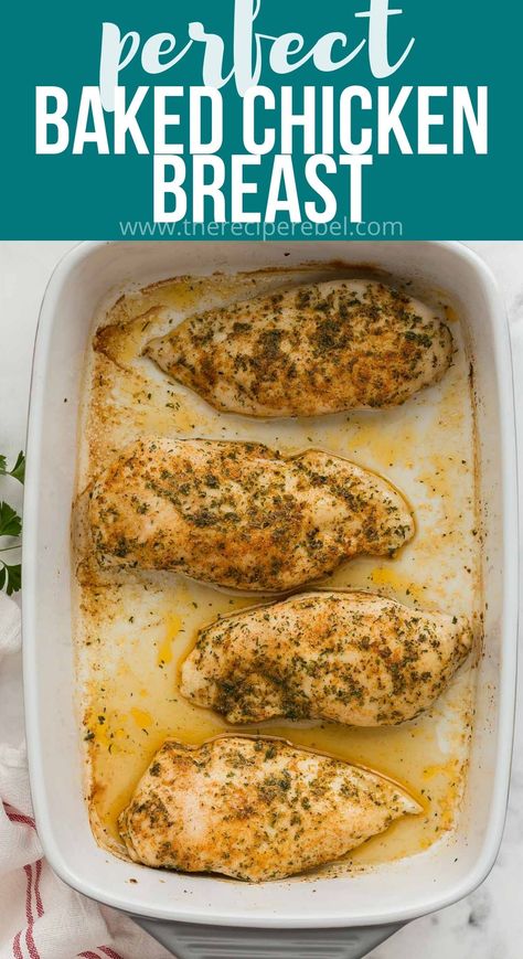 Baked chicken breast is cooked to tender and moist perfection in less than 20 minutes in a simple, but flavorful seasoning mixture. Dry Rub Chicken Breast, Dry Rub Chicken, Chicken Breast Pasta, Skinless Chicken Breast Recipes, Baked Chicken Breasts, Juicy Baked Chicken, Oven Baked Chicken Breasts, Chicken Breast Recipes Baked, Easy Chicken Breast