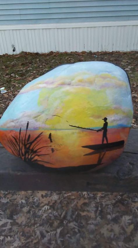 Fishing Painted Rocks Ideas, Fishing Painted Rocks, Beach Rock Art, Paint Rocks, Stone Art Painting, Painted Rocks Kids, Painted Rocks Craft, Painted Rocks Diy, Rock Painting Patterns