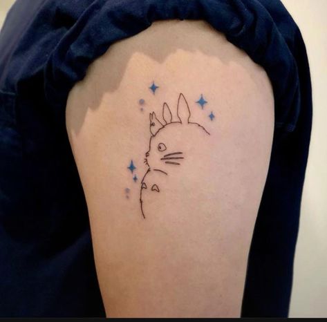 Ghibli Tattoo Totoro, Small Ghibli Tattoo, Totoro Tattoos, My Neighbor Totoro Tattoo, Ghibli Tattoo Ideas, Studio Ghibli Tattoo Ideas, Kodama Tattoo, Miyazaki Tattoo, Totoro Tattoo