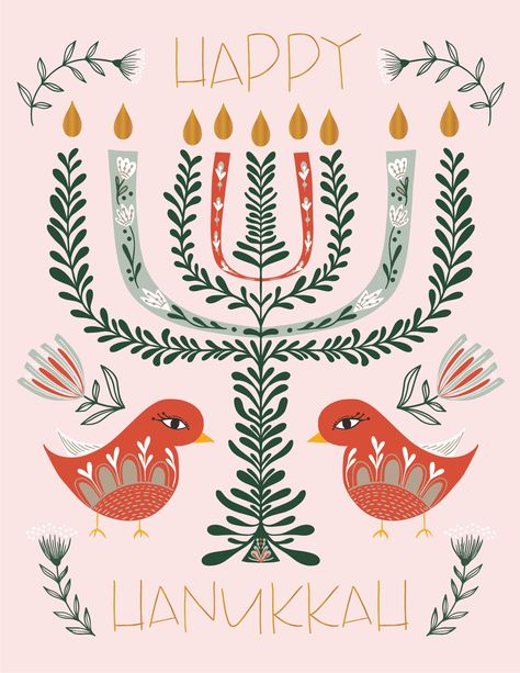 The Hanukkah card features delightful red birds and flowers surrounding a menorah. Gold foil touches on the flames and text finish this lovely card with "Happy Hanukkah" along the top and bottom. This card has been professionally printed on responsibly forested 100# stock paper and comes with a stylish kraft brown envelope. The inside is left blank inside to include your own personal message- 4.25" w x 5.5" h (10.80 cm x 13.97 cm), A2 size- Professional Printed on 100# FSC-Certified Paper- Gold Hanukkah Decorations, Hanukkah Cards, Corporate America, Birds And Flowers, Drawing And Painting, Indian Heritage, Happy Hanukkah, Brown Envelopes, Red Birds