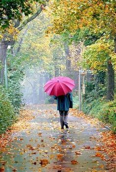 Walk in the Autumn rain                                                       … Umbrella Photography, I Love Rain, Autumn Rain, Umbrella Art, Red Umbrella, Love Rain, Rain Umbrella, Walking In The Rain, Singing In The Rain