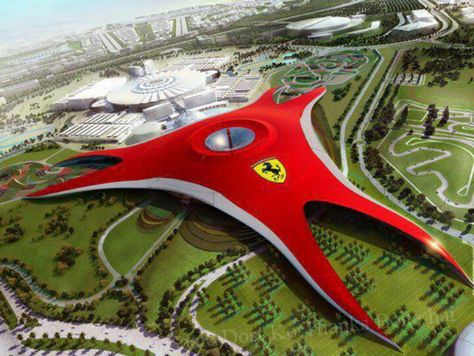 Ferrari headquarters in Abu Dhabi Dubai Burj Khalifa, Ferrari World Abu Dhabi, Louvre Abu Dhabi, Mauritius Hotels, Architecture Antique, Hotels In Turkey, Luxury Boat, Ferrari World, Sheikh Zayed Grand Mosque