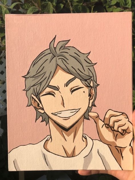 sugawara !! #easydrawings #drawings Anime Room Painting, Haikyuu Painting Ideas, Haikyuu Painting, Anime Canvas Painting Easy, Anime Paintings Canvases, Anime Painting Ideas, Manga Painting, Anime Canvas Painting, Painting Anime