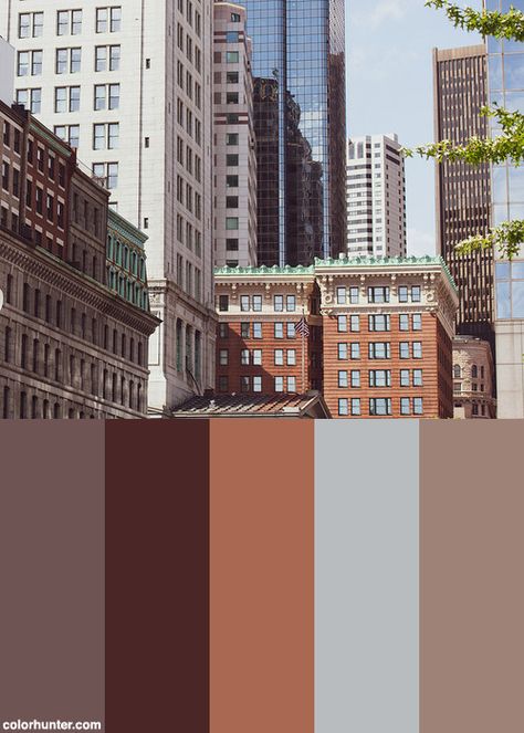 Boston Buildings Color Scheme from colorhunter.com Boston Color Palette, New York Colour Palette, Facade Color Palette, Architecture Color Pallete, Apartment Exterior Color Schemes, Architecture Portfolio Color Palette, New York Color Palette, City Colour Palette, Architectural Palette