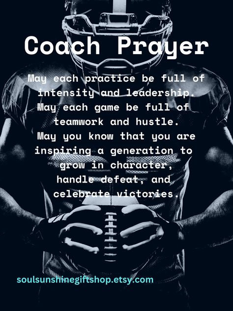 Celebrate your favorite football coach with this original digital print from my Etsy shop: soulsunshinegiftshop.etsy.com #FootballCoach #CoachAppreciation #SportsPrints #CoachLife #FootballGiftIdeas #SportsDecor #FootballWallArt #CoachInspiration #FootballQuote #CoachOfficeDecor #SportsIllustration #FootballMotivation #CoachThankYou #FootballSeason #TeamSpirit #CoachQuotes #GameDayArt #FootballPoster #SportsGifts #FootballTraining #CoachOffice #SportsRoomDecor #FootballPlaybook #CoachingLife Good Coaches Quotes, National Coaches Day, Football Coach Quotes, Football Coach Gift Ideas, Football Spirit Signs, Lookout Mountain Georgia, Christian Gym, Football Motivation, Football Banquet