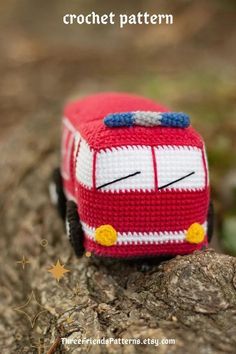 Amigurumi fire truck crochet pattern for boy, handmade car pattern, PDF pattern in English Crochet Fire Truck, Truck Crochet Pattern, Crochet Fire, Truck Crochet, Baby Toys 6 Months, Loom Crochet, Car Pattern, Crochet Car, Plushie Patterns