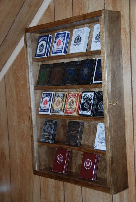 Playing Card Display Case Playing Card Display Ideas, Playing Card Collection, Deck Of Cards Decor, Trading Card Frame, Cards Display, Library Room, Playing Cards Design, Card Display, Cowboy Art