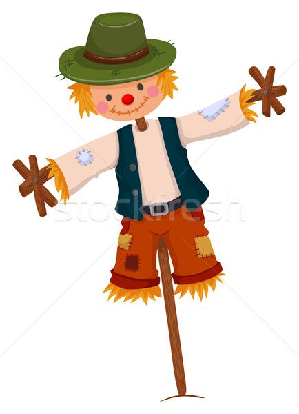 Scarecrow wearing green hat vector illustration by Daniel Cole (bluering) - Stockfresh #7458968 Make A Scarecrow, Hat Vector, Festival Image, Farm Crafts, Green Hat, The Crow, Green Hats, Wear Green, Christmas Drawing