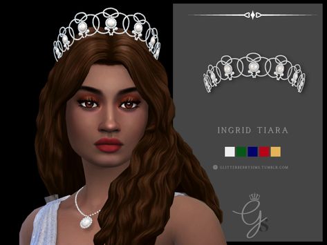 Ingrid Tiara | Glitterberry Sims on Patreon Royalty Crown, Mod Earrings, Sims 4 Tsr, Sims Packs, 12 Dancing Princesses, Alien Costume, Royal Tiaras, Sims 4 Characters, Diamond Tiara