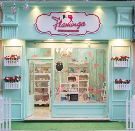 Candy Store Exterior, Pastel Store Interior, Cupcake Shop Interior, Stationery Store Design, Aesthetic Store, Bakery Shop Design, Kawaii Store, Bakery Design Interior, Shop Facade