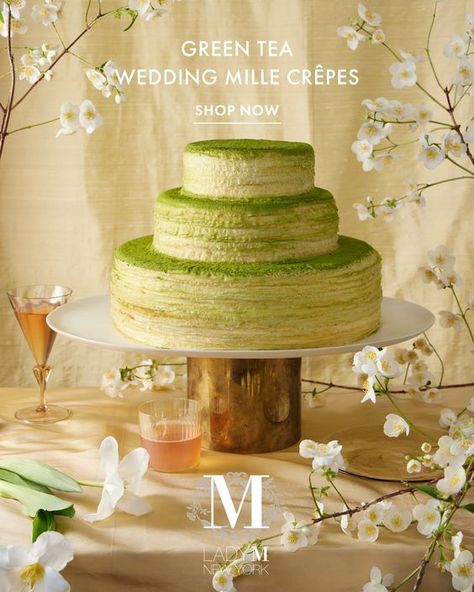 Love is in the air, and our 3-tier Signature and Green Tea Mille Crêpe Wedding Cakes are here to sweep you off your feet. Perfect for brides-to-be and dessert enthusiasts, it's the ultimate celebration companion. 💍✨⁠ Lady M Crepe Cake, Green Tea Crepe Cake, Witch Coffee, Mille Crepe, Crepe Cake, Lady M, Gift Cake, Love Is In The Air, Green Tea