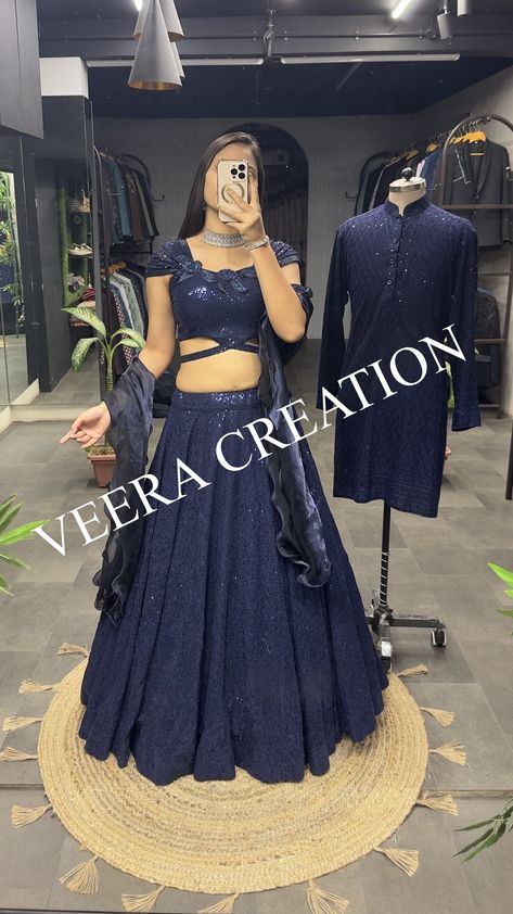 Dark Colour Lehenga, Georgette Lengha, Blue Lengha, Lengha Blouse, Sequence Lehenga, Blouse Colour, Sangeet Outfit, Zipper Blouse, Men Kurta