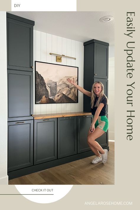 Looking to refresh your space? Here's 5 easy ways to update your home that anyone can do. Angela Rose Home, Entry Cabinet, Angela Rose, Floor To Ceiling Cabinets, Unfinished Cabinets, Large Wall Prints, Hall Cabinet, Hallway Cabinet, Entryway Cabinet