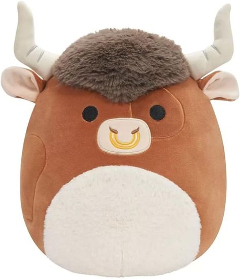 Amazon.com: Squishmallow Official Kellytoy Collectible Plush Farm Squad Squishy Soft Animals Cows Pigs Chickens (Brown/White, Shep Bull, 11 Inch) : Toys & Games Bull Squishmallows, Brown Squishmallow, Cow Nose Ring, Cow Nose, Stuff Animals, Pillow Pals, Cow Spots, Plane Ride, Loch Ness Monster