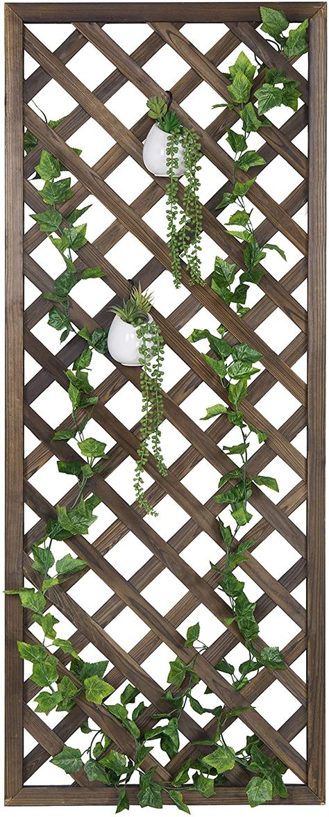 Amazon.com : MyGift 60-Inch Decorative Torched Wood Outdoor Garden Lattice Trellis : Patio, Lawn & Garden Rustic Trellis, Garden Lighting Diy, Lattice Garden, Torched Wood, Wall Trellis, Flower Trellis, Lattice Wall, Cucumber Trellis, Wood Trellis