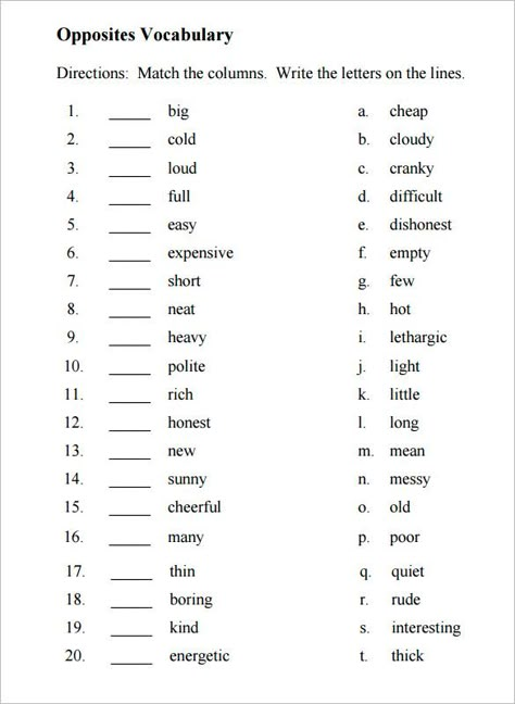 Opposite Words For Kids, Opposites Worksheet, School Vocabulary, English Grammar For Kids, Vocabulary Exercises, Grammar For Kids, Opposite Words, English Worksheet, 2nd Grade Worksheets