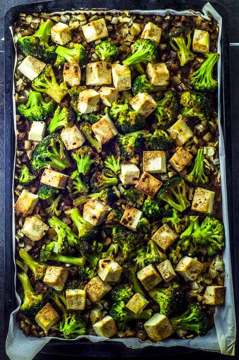 Sesame Teriyaki Tofu and Roasted Broccoli Sheet Pan Dinner - May I Have That Recipe Hat Emoji, Tofu Broccoli, Teriyaki Tofu, Dinner Vegan, Weekly Dinner, Pan Chicken Fajitas, Cycle Syncing, Asian Sauce, College Meals