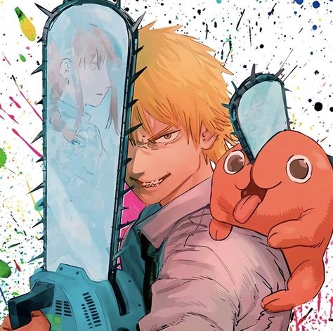 Chainsaw Man Official Art, Denji Chainsaw Man, Chainsaw Men, Tatsuki Fujimoto, Saw Man, Chain Saw Man, Popular Manga, Chainsaw Carving, Man Wallpaper