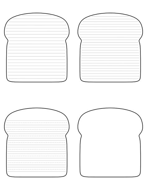 Free Printable Bread-Shaped Writing Templates Bread Template Free Printable, Bread Template, Pretend Play Grocery Store, Play Grocery Store, Writing Paper Template, Handwriting Lines, Lined Writing Paper, Bread Shaping, Writing Crafts