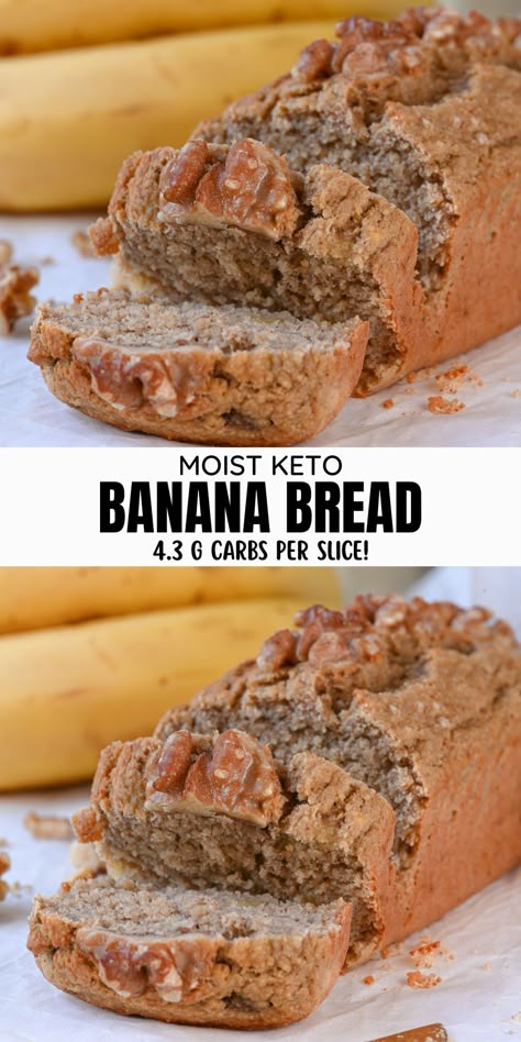 Keto Banana Bread with Almond Flour Banana Bread With Almond Flour, Bread With Almond Flour, Keto Banana, Keto Banana Bread, Diet Breakfast Recipes, Fat Foods, Low Carb Diet Recipes, Banana Bread Recipe, Low Carb Bread