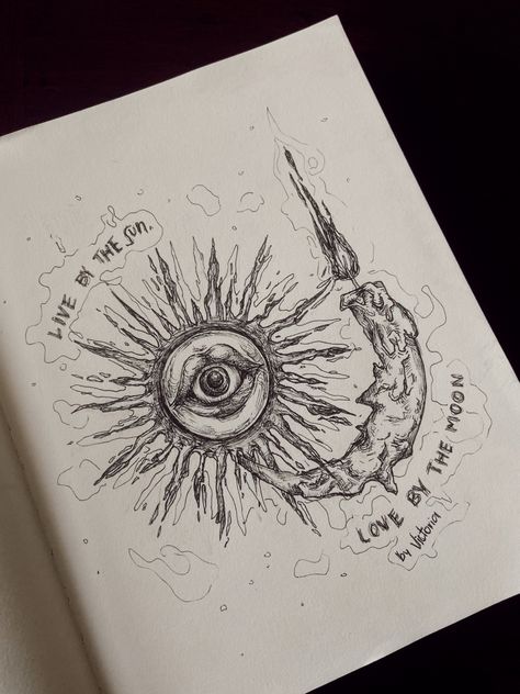 Art Asthetics Drawings, Sun And Moon Ink Drawing, Sun Ideas Drawing, The Sun And The Moon Drawing, Vintage Aesthetic Drawings Easy, Weird Sun Drawing, Art Inspo Aesthetic Sketch Grunge, Sun Sketch Aesthetic, Mystical Art Drawings